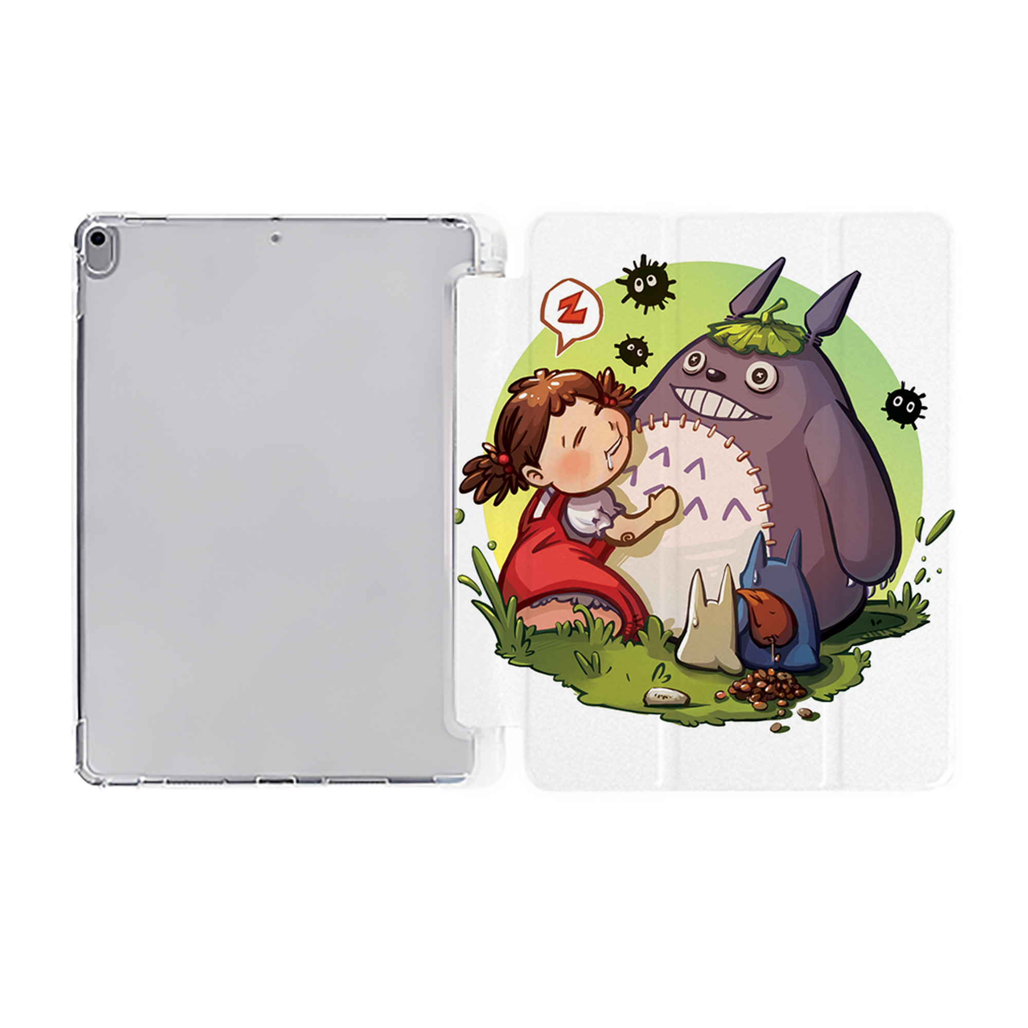 （画像用） となりのトトロ 草壁メイ 草壁サツキ My Neighbor Totoro Satsuki Kusakabe Mei Kusakabe IPad ケース ペン収納付き 三つ折りスタンド PUレザー×シリコン 対応機種9.5/10.5/10.9インチ